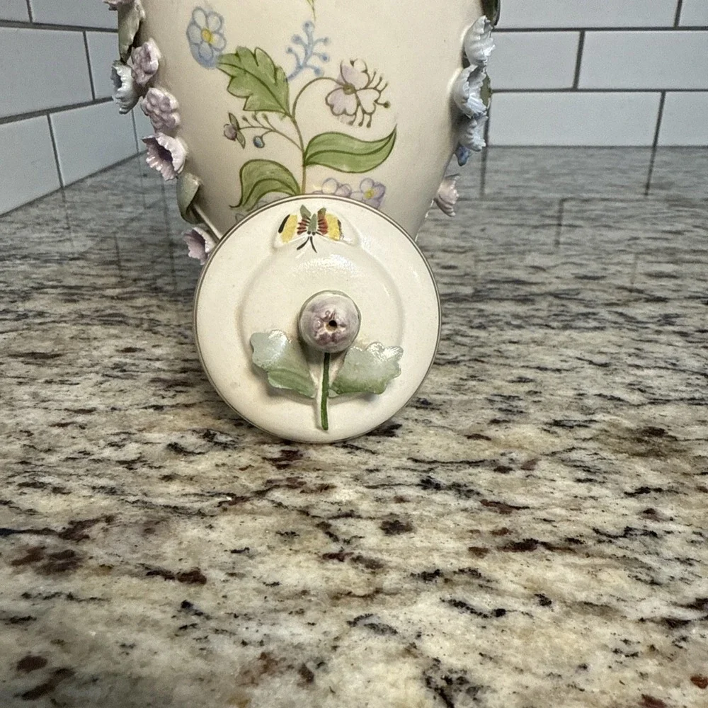Ardalt Lenwile Butterfly Floral 3 Dimensional  Vase‎ Hand Painted Japan 6/90